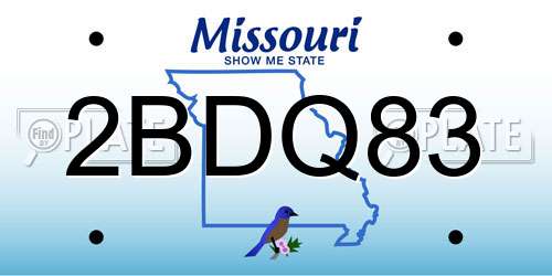 2BDQ83 Missouri License Plate