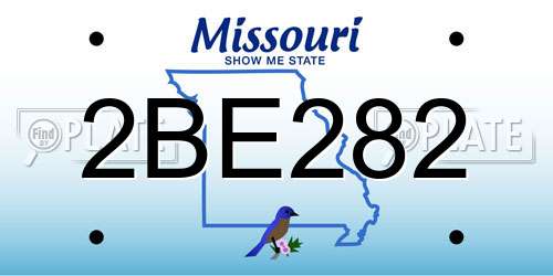 2BE282 Missouri License Plate