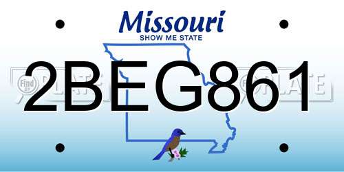 2BEG861 Missouri License Plate