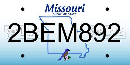 2BEM892 Missouri License Plate