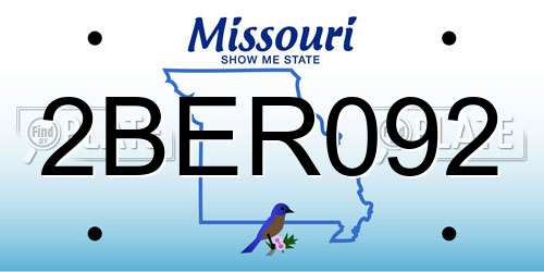 2BER092 Missouri License Plate