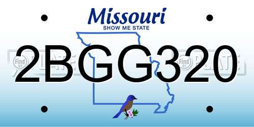 2BGG320 Missouri License Plate