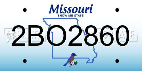 2BO2860 Missouri License Plate