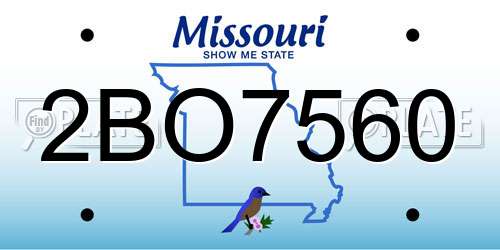 2BO7560 Missouri License Plate