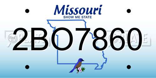 2BO7860 Missouri License Plate