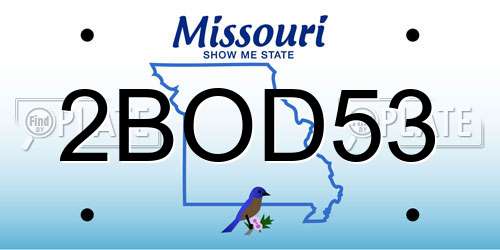 2BOD53 Missouri License Plate