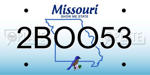 2BOO53 Missouri License Plate