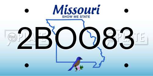 2BOO83 Missouri License Plate