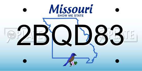 2BQD83 Missouri License Plate
