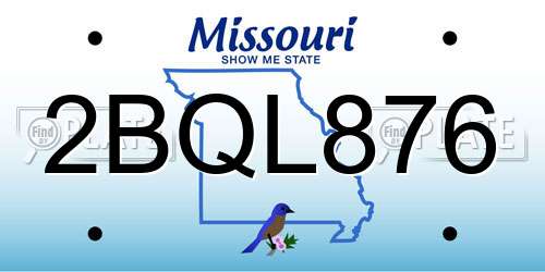 2BQL876 Missouri License Plate
