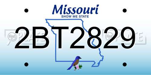 2BT2829 Missouri License Plate