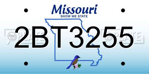 2BT3255 Missouri License Plate