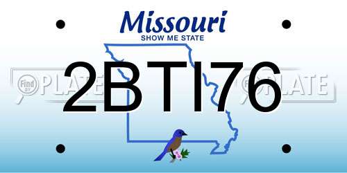 2BTI76 Missouri License Plate