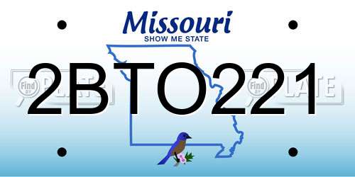 2BTO221 Missouri License Plate