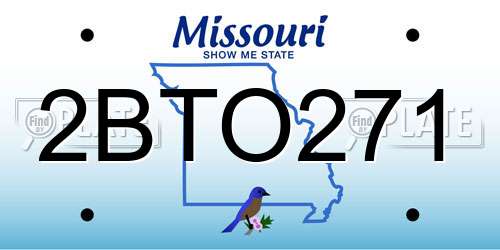 2BTO271 Missouri License Plate
