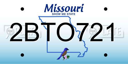 2BTO721 Missouri License Plate