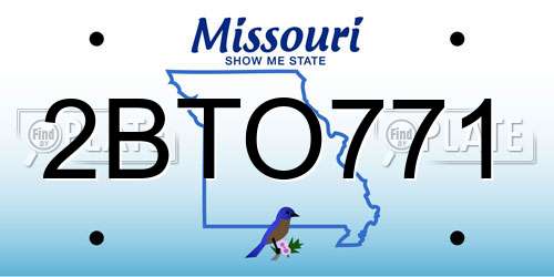 2BTO771 Missouri License Plate