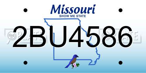 2BU4586 Missouri License Plate