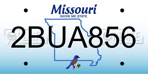 2BUA856 Missouri License Plate