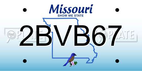 2BVB67 Missouri License Plate