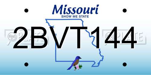 2BVT144 Missouri License Plate