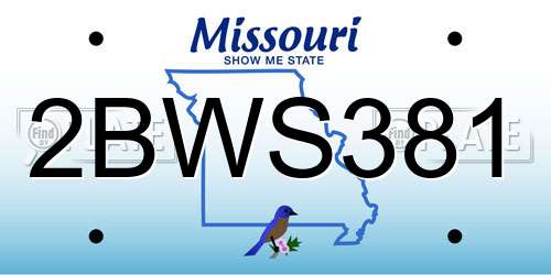 2BWS381 Missouri License Plate