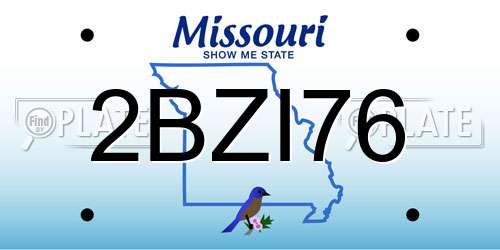 2BZI76 Missouri License Plate