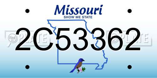 2C53362 Missouri License Plate