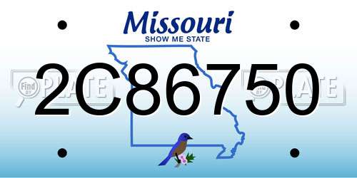 2C86750 Missouri License Plate