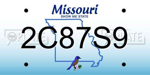 2C87S9 Missouri License Plate