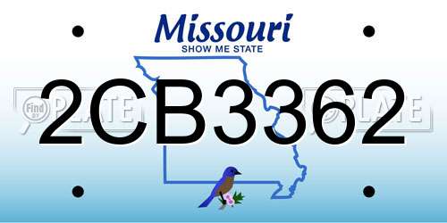 2CB3362 Missouri License Plate
