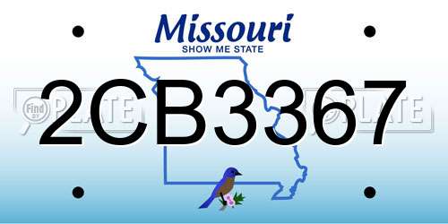 2CB3367 Missouri License Plate