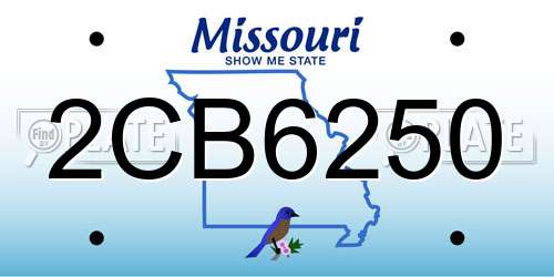 2CB6250 Missouri License Plate