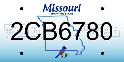 2CB6780 Missouri License Plate