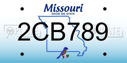 2CB789 Missouri License Plate