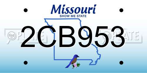 2CB953 Missouri License Plate