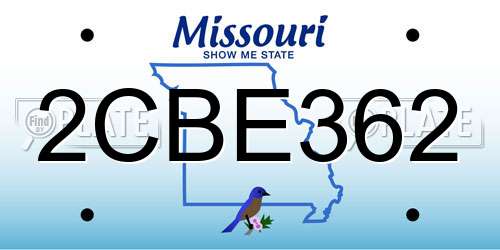 2CBE362 Missouri License Plate