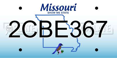 2CBE367 Missouri License Plate