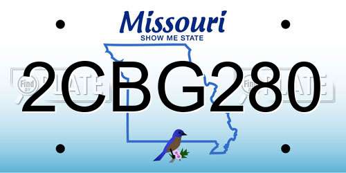 2CBG280 Missouri License Plate