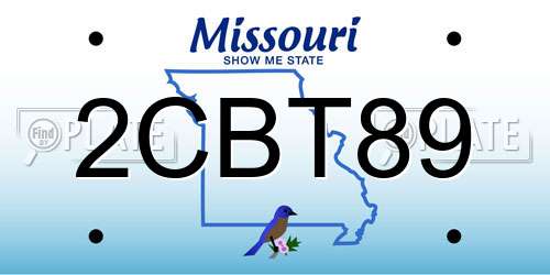 2CBT89 Missouri License Plate