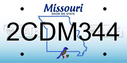 2CDM344 Missouri License Plate