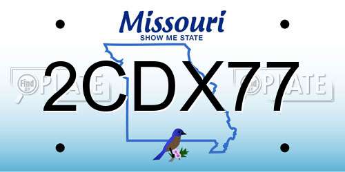 2CDX77 Missouri License Plate