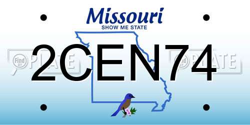 2CEN74 Missouri License Plate