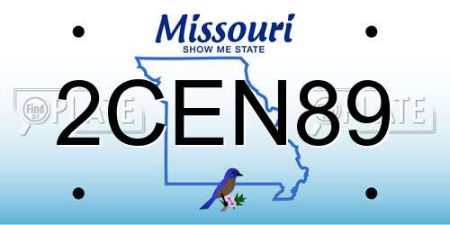 2CEN89 Missouri License Plate