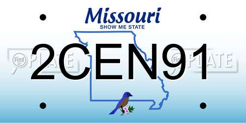 2CEN91 Missouri License Plate