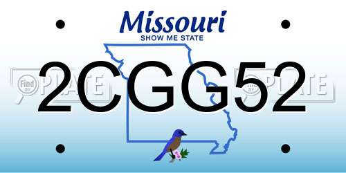 2CGG52 Missouri License Plate