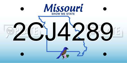 2CJ4289 Missouri License Plate