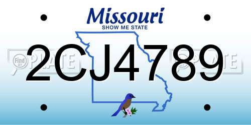2CJ4789 Missouri License Plate