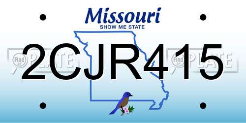 2CJR415 Missouri License Plate