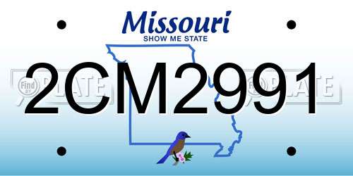 2CM2991 Missouri License Plate